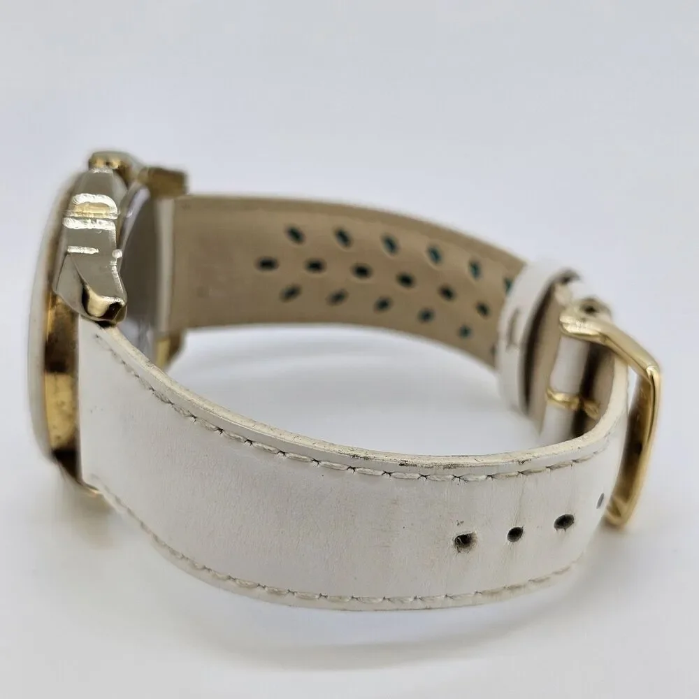 Anne Klein Women's Watch‎ 36MM White Dial White Leather Bands New Battery